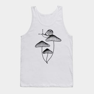 Black Snail Sitting on Mushrooms Tank Top